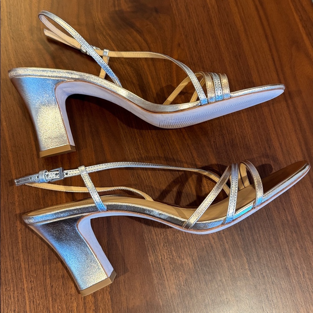 NEW Reformation Pixie High Heel Sandal in Gold Silver Sz 10 - Picture 9 of 13